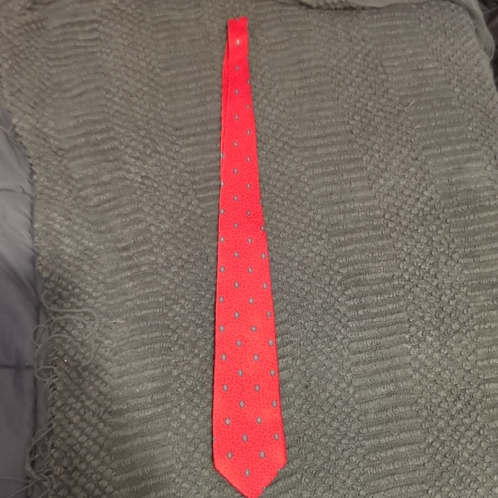 Authentic Balmain Paris Silk Red‎ Polka Dot Men's Tie